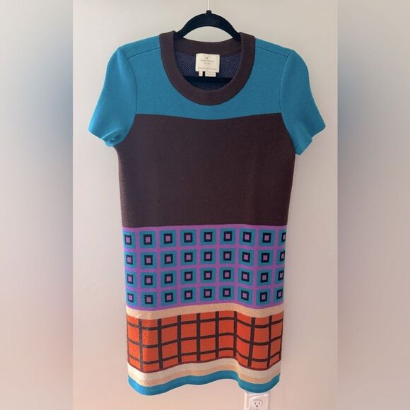 Vtg Resort KATE SPADE Freyda Wool Cashmere Short Sleeve Sweater Shift Dress S - Picture 1 of 7